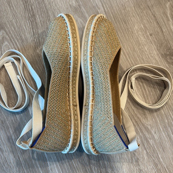 Rothy's Gold Stripe Espadrille with Optional Ankle Ribbon - Picture 8 of 10